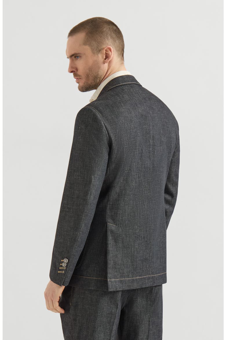 No-fade denim deconstructed blazer, Alternate, color, Dark Grey