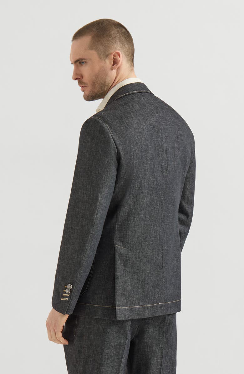 Brunello Cucinelli No-fade denim deconstructed blazer, Alternate, color, Dark Grey