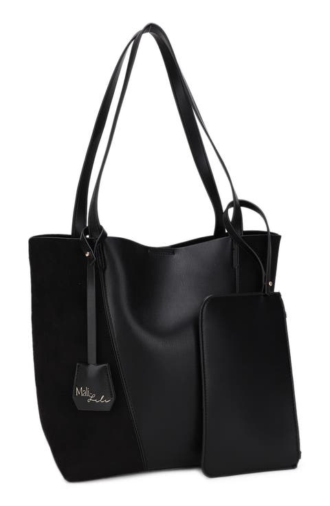 North South Faux Leather Tote