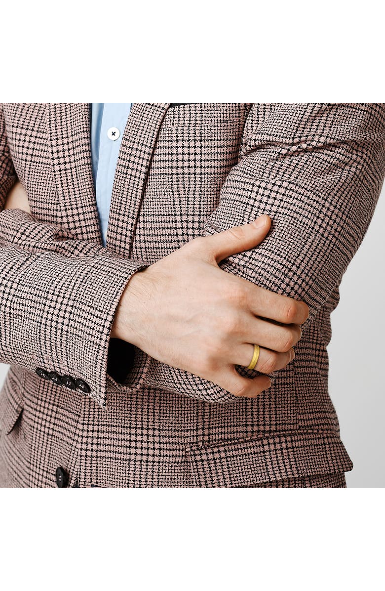 Julianna B. Men's Half Geometric Pattern Wedding Band 14k, Alternate, color, 14K Gold