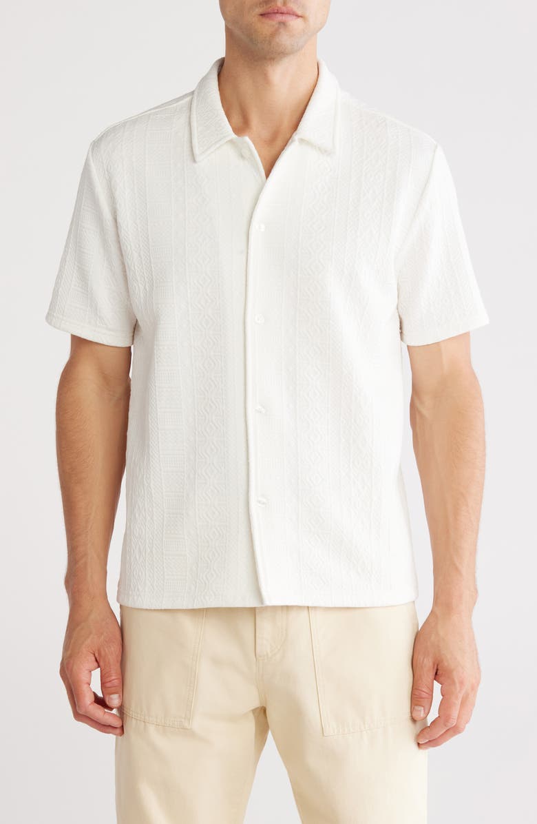 FLEECE FACTORY Geometric Jacquard Button-Up Shirt, Main, color,