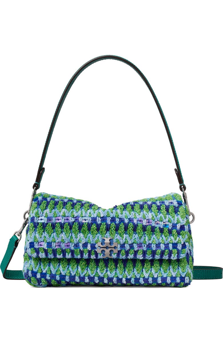 Tory Burch Small Charlie Beaded Shoulder Bag, Main, color, Blue Multi