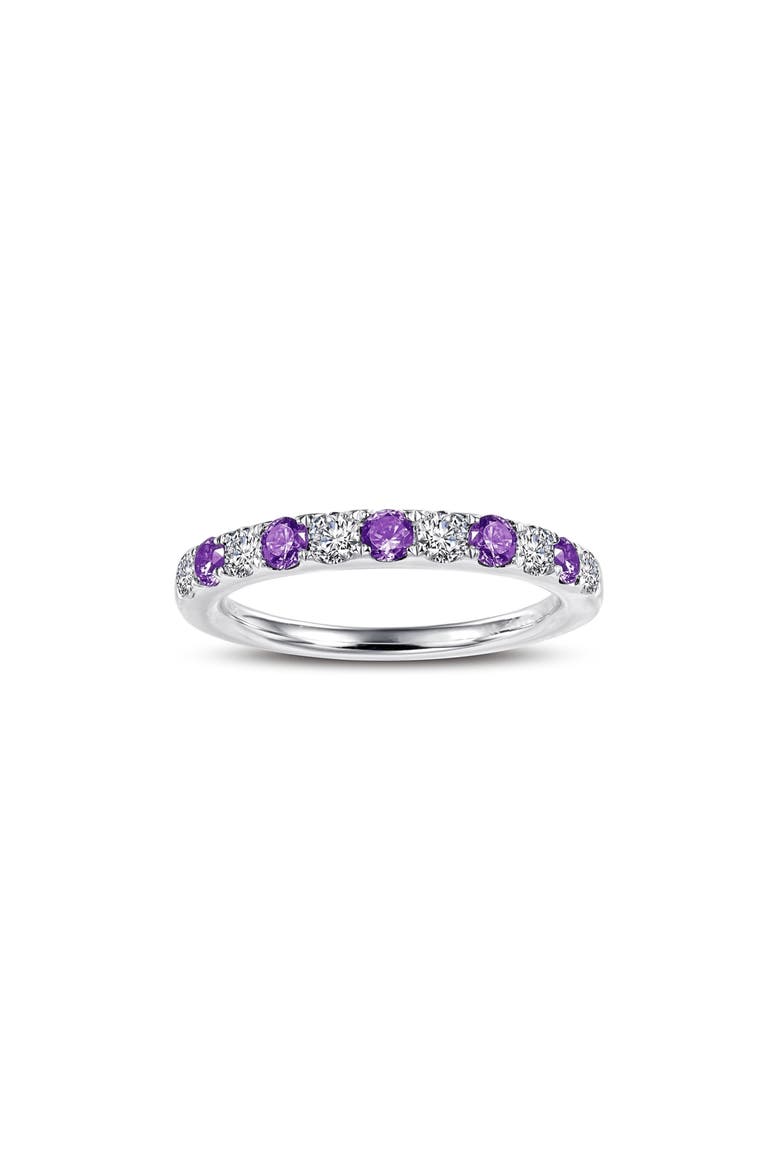 Simulated Diamond Birthstone Band Ring, Main, color, FEBRUARY - PURPLE/ SILVER