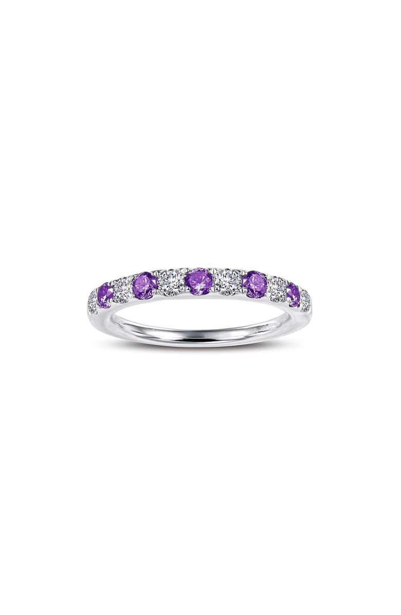 Lafonn Simulated Diamond Birthstone Band Ring, Main, color, February - Purple/ Silver