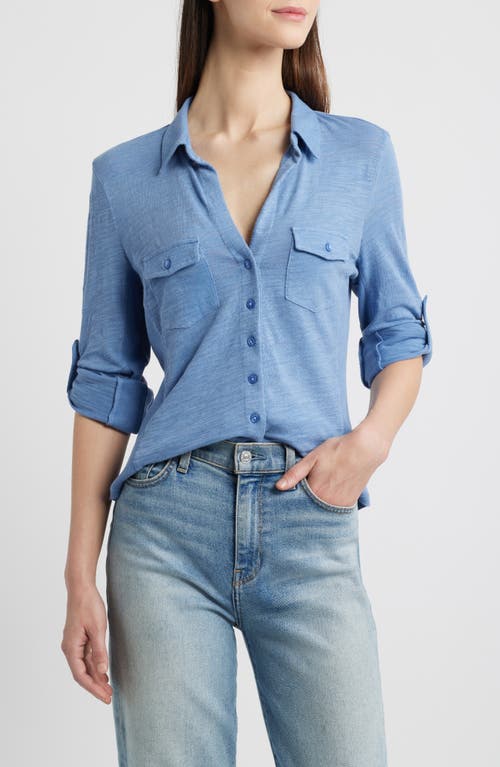 Caslonr Caslon(r) Roll Tab Knit Shirt In Blue Colony