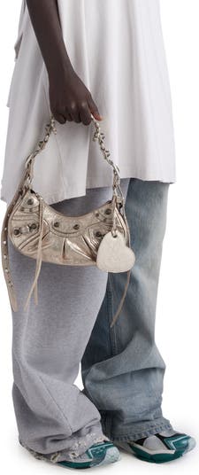Extra Small Le Cagole Crinkle Metallic Lambskin Shoulder Bag