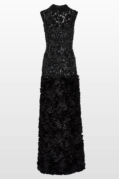 Julianne Sequin-Embellishment Ruffle Maxi Dress