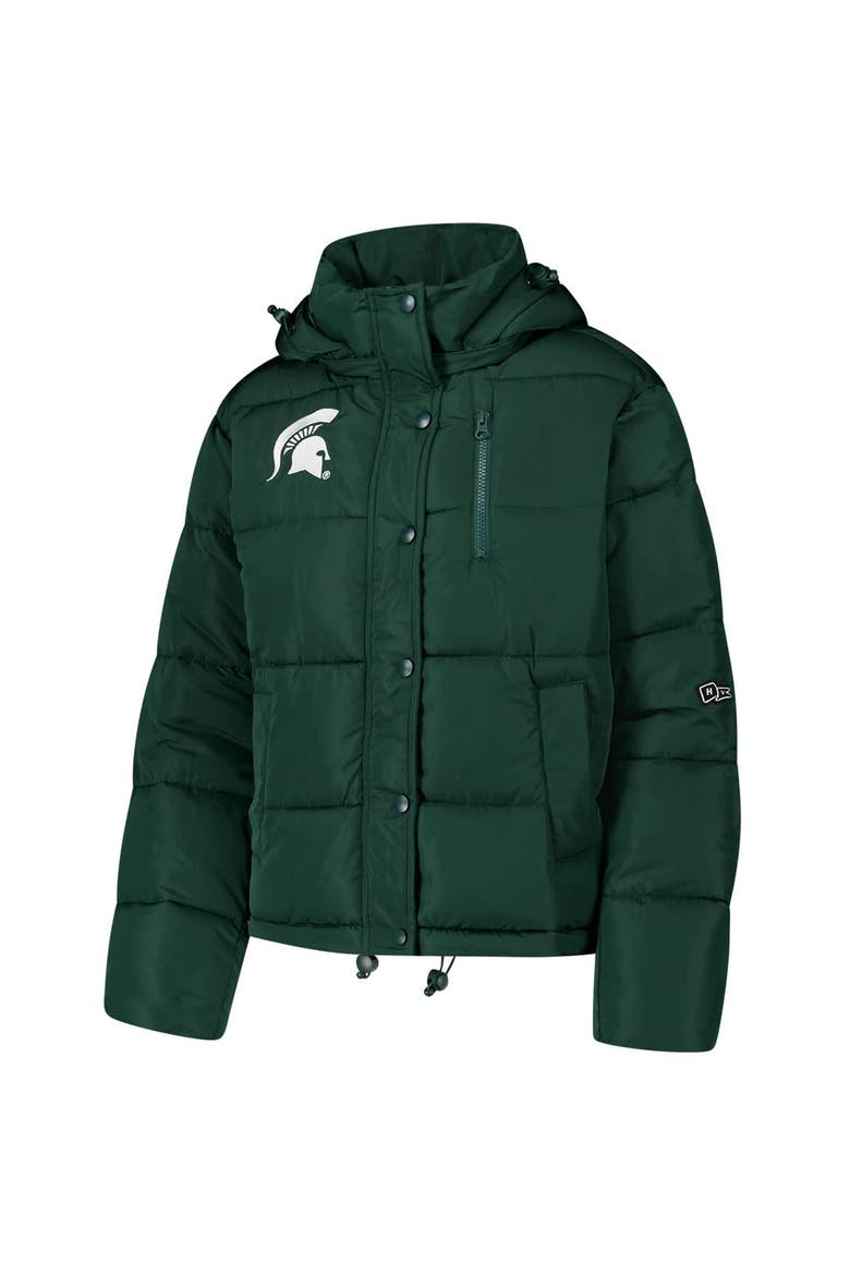 Women's Hype and Vice Green Michigan State Spartans Puffer Jacket, Alternate, color, Green