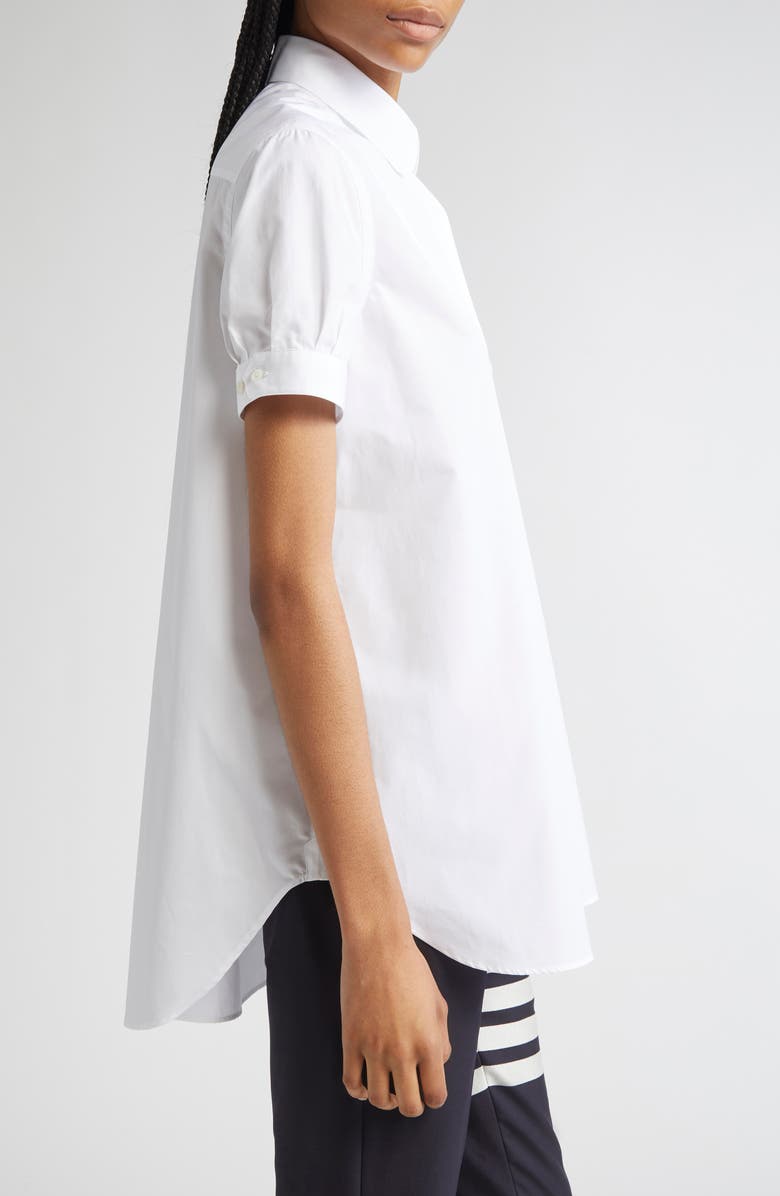 Thom Browne Peter Pan Collar Cotton Button-Up Shirt, Alternate, color, White