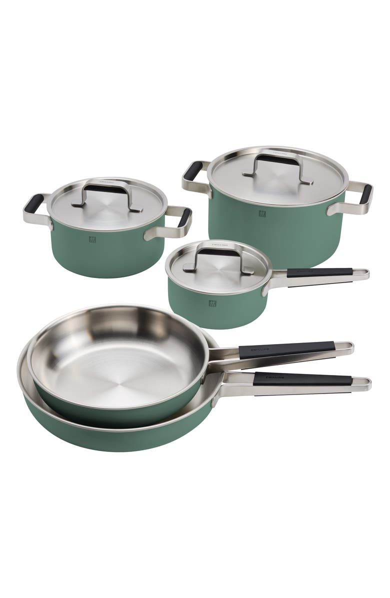ZWILLING Pure 8-Piece Stainless Steel Cookware Set, Main, color, Green