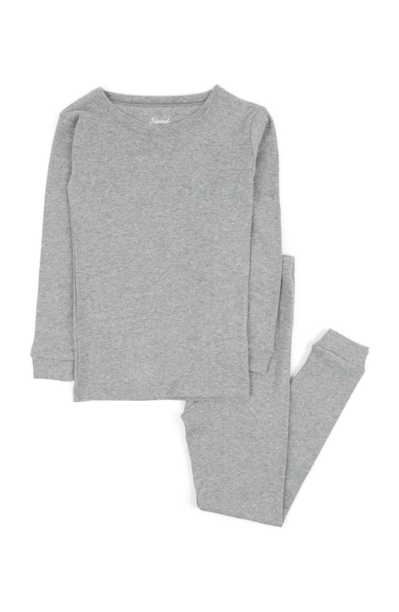 Leveret Kids Two-Piece Solid Cotton Matching Family Pajamas, Main, color, Light Gray