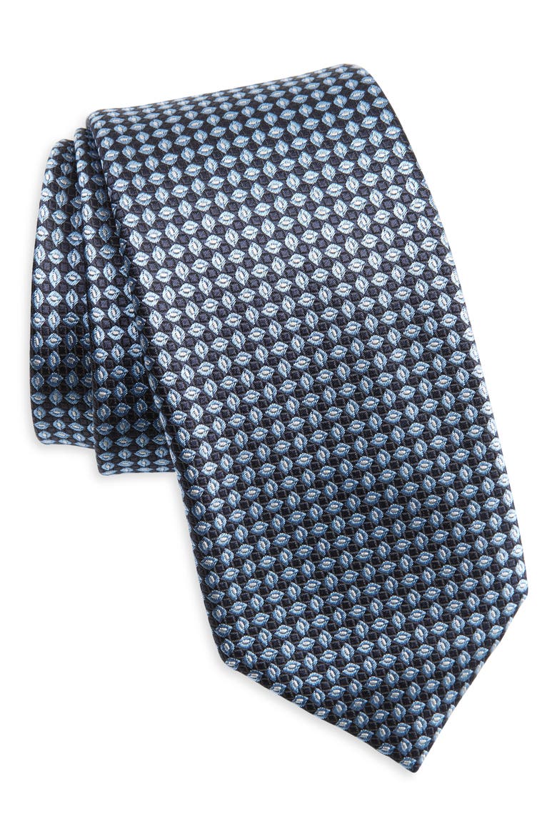 Cinque Pieghe Geo Jacquard Silk Tie, Main, color, NAVY