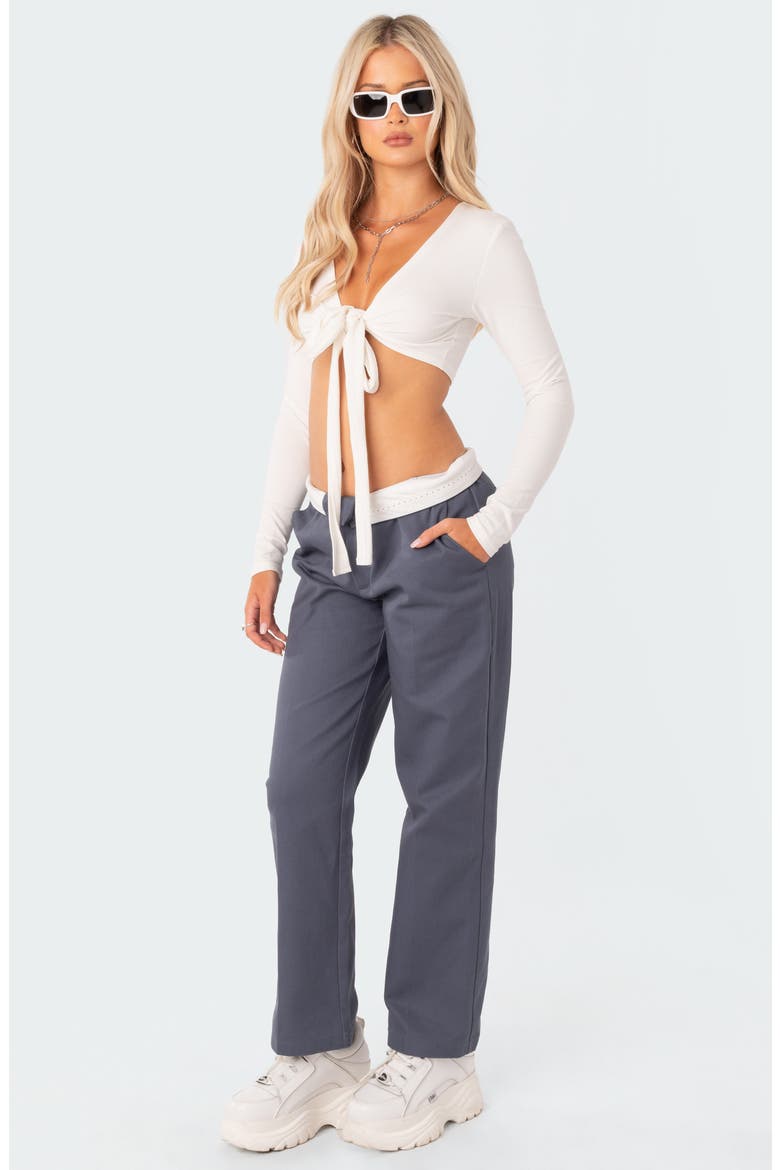 Layla Tie Front Crop Top, Alternate, color, WHITE