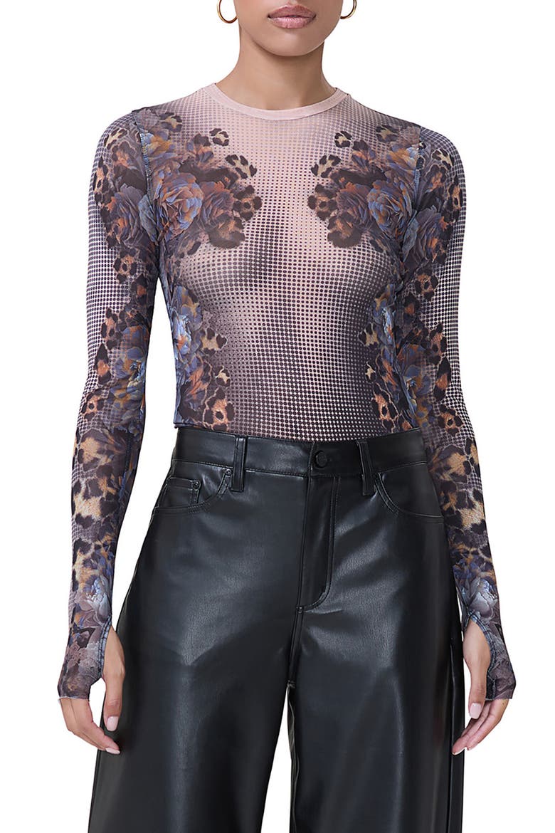Kaylee Printed Mesh Top, Main, color, BEIGE LEOPARD