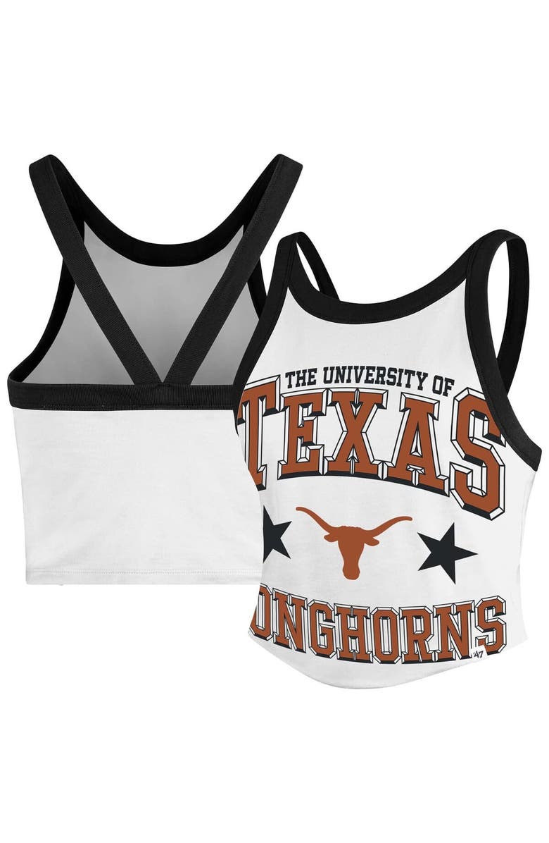 '47 Women's '47 White Texas Longhorns Energize Sporty Cropped Racerback Tank Top, Main, color, 