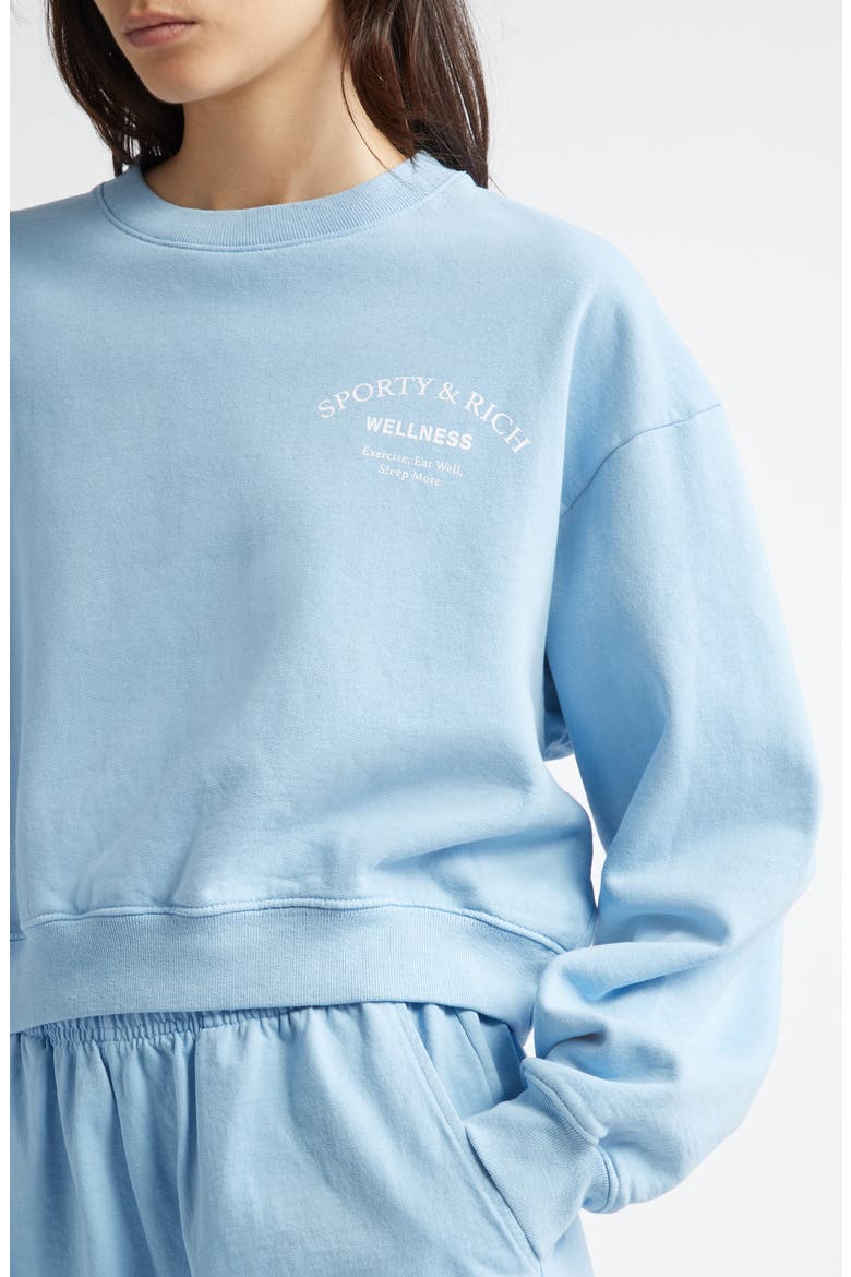 Wellness Studio Crop Cotton Sweatshirt, Alternate, color, SKY BLUE