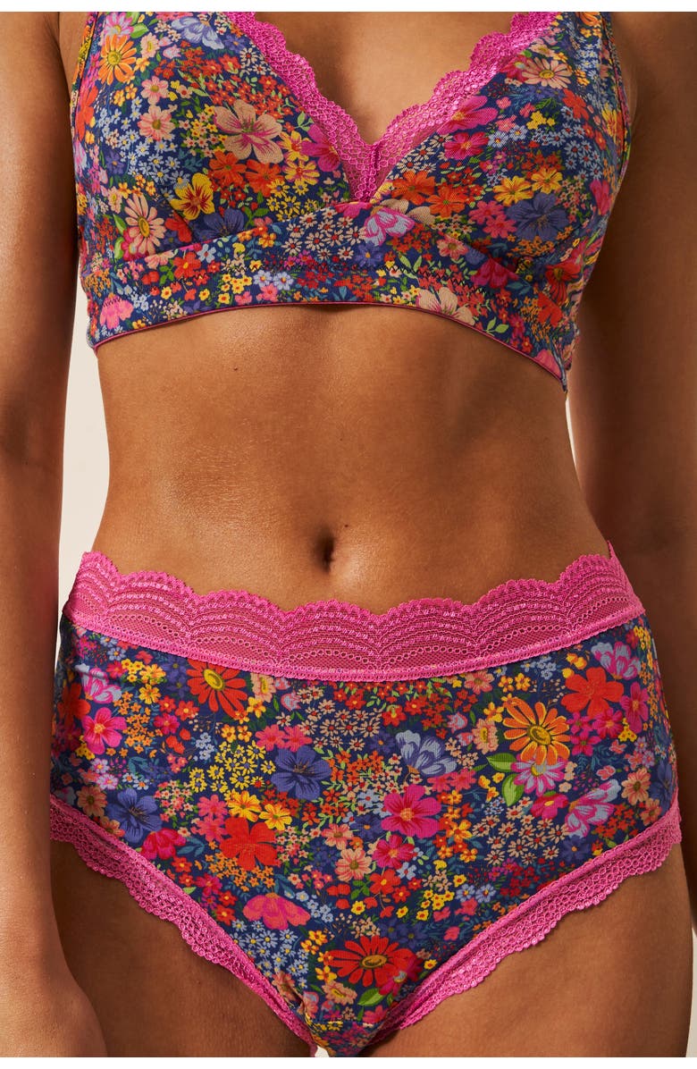 Stripe 
Stare High Rise Knicker Four Pack, Alternate, color, Full Bloom