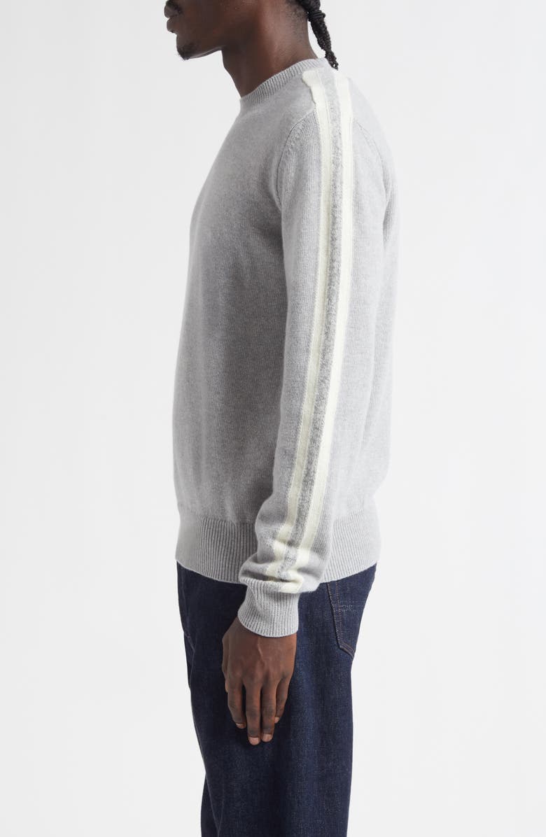 Herno Side Stripe Wool Crewneck Sweater, Alternate, color, Pearl Grey