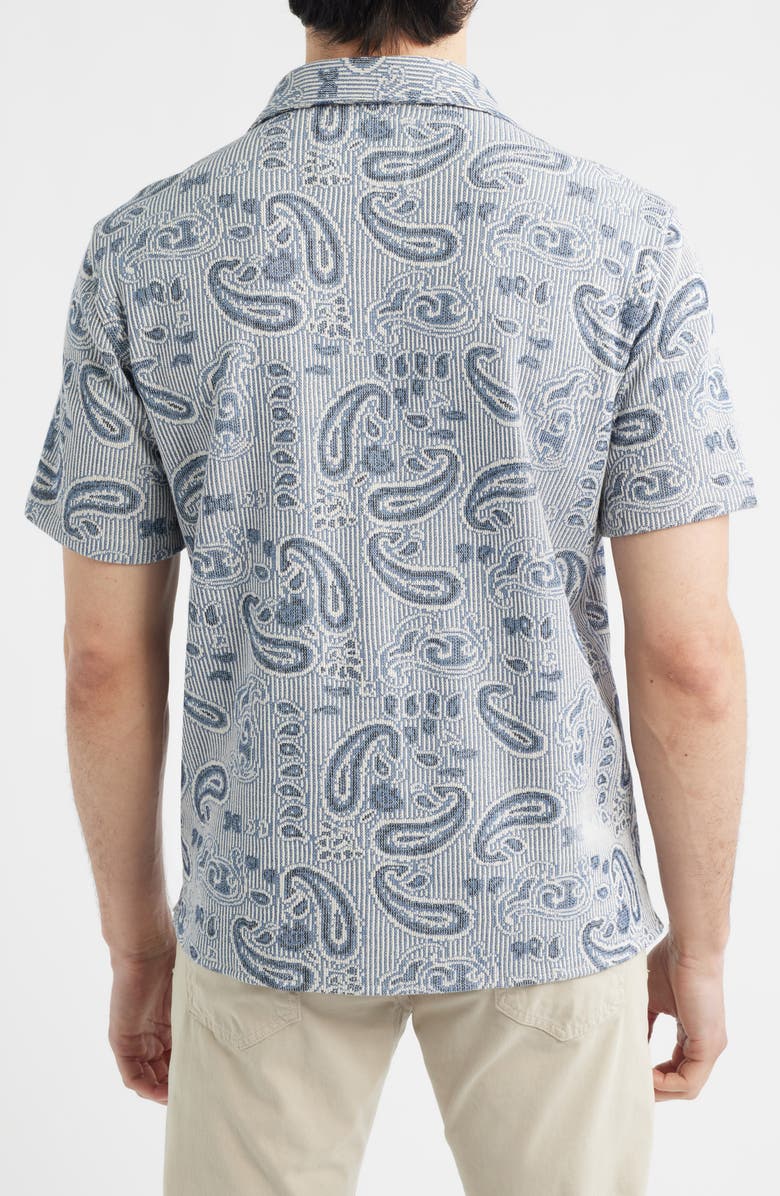 Johnston & Murphy Linden Textured Short Sleeve Button-Up Shirt, Alternate, color, Blue Paisley