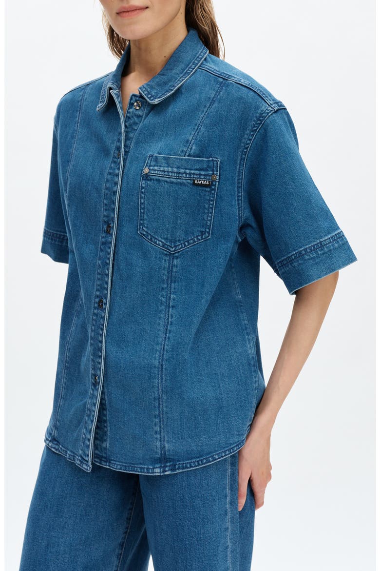 Zephyrine Denim Button-Up Shirt, Alternate, color, MEDIUM BLUE