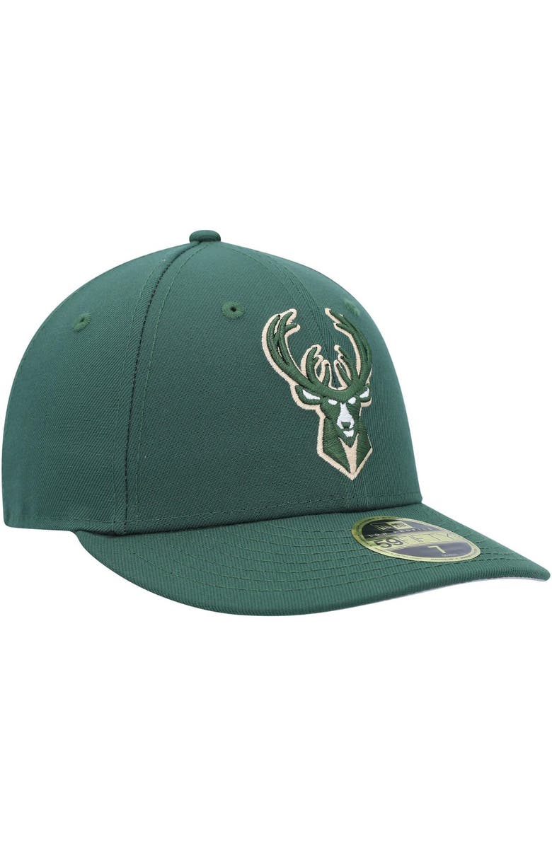 New Era Men's New Era Hunter Green Milwaukee Bucks Team Low Profile 59FIFTY Fitted Hat, Alternate, color,