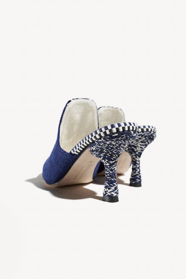 Amambaih Mencia Heel Fabric Mules, Alternate, color, Night