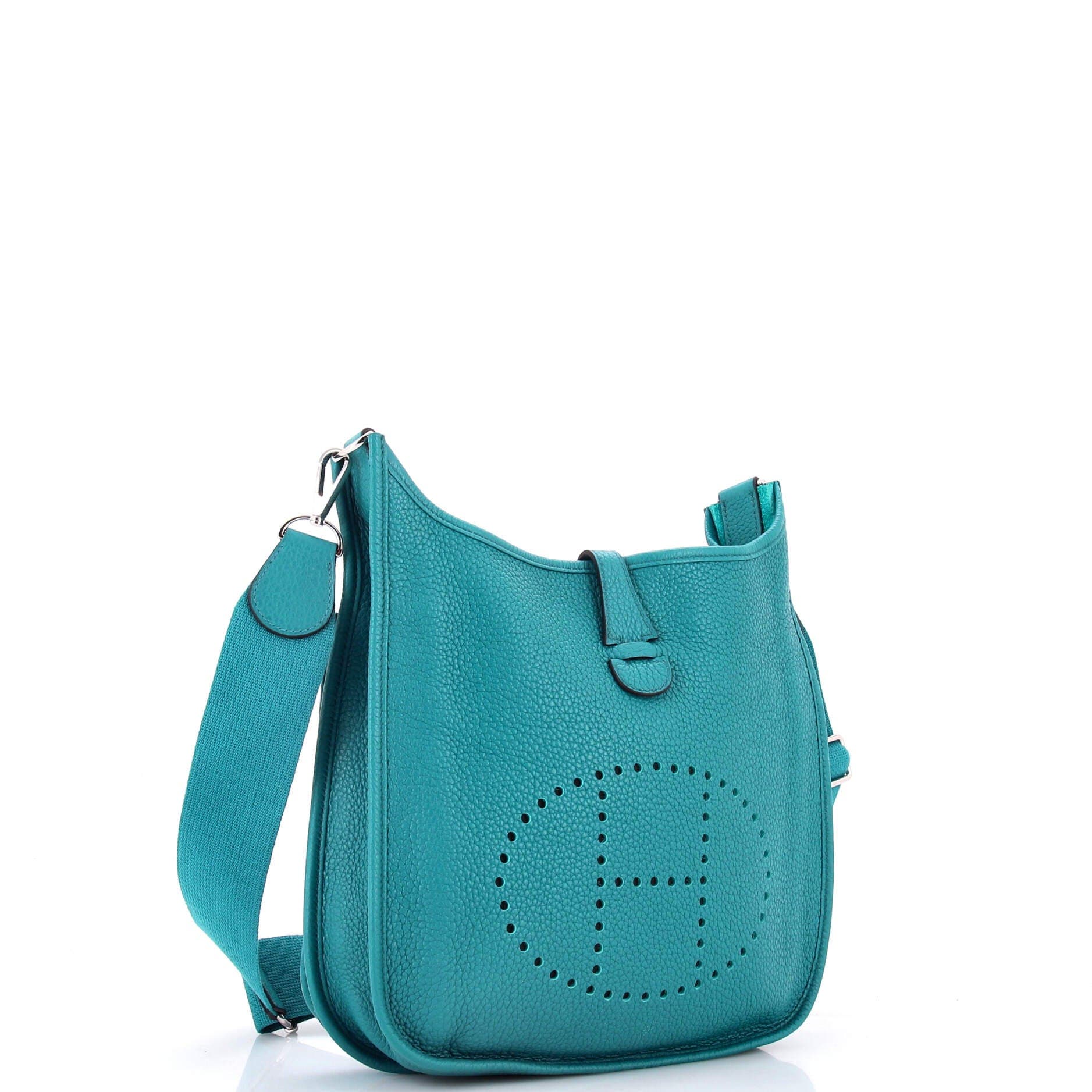 Pre-Owned Hermes Evelyne Bag Gen III Clemence PM, Alternate, color, Bleu Izmir