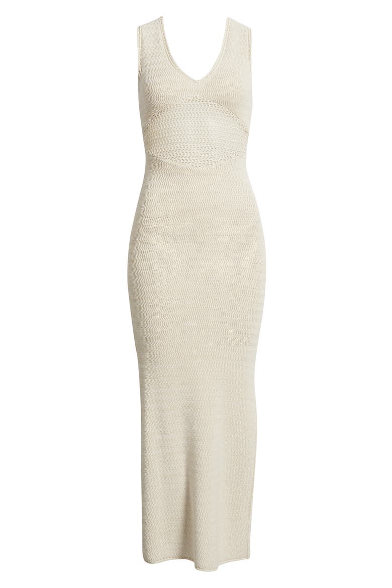 Melanie Crochet Body-Con Midi Dress, Alternate, color, ALMOND/ WHITE