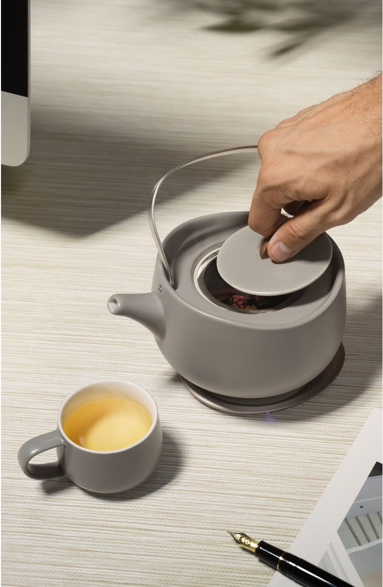 OHOM INC Leiph Self-heating Teapot Set, Alternate, color, Soft Gray