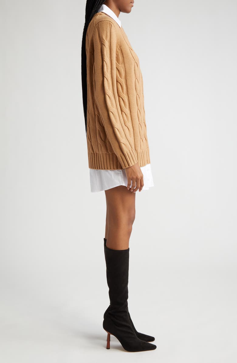 STAUD Aldrin Mixed Media Long Sleeve Sweater Dress, Alternate, color,