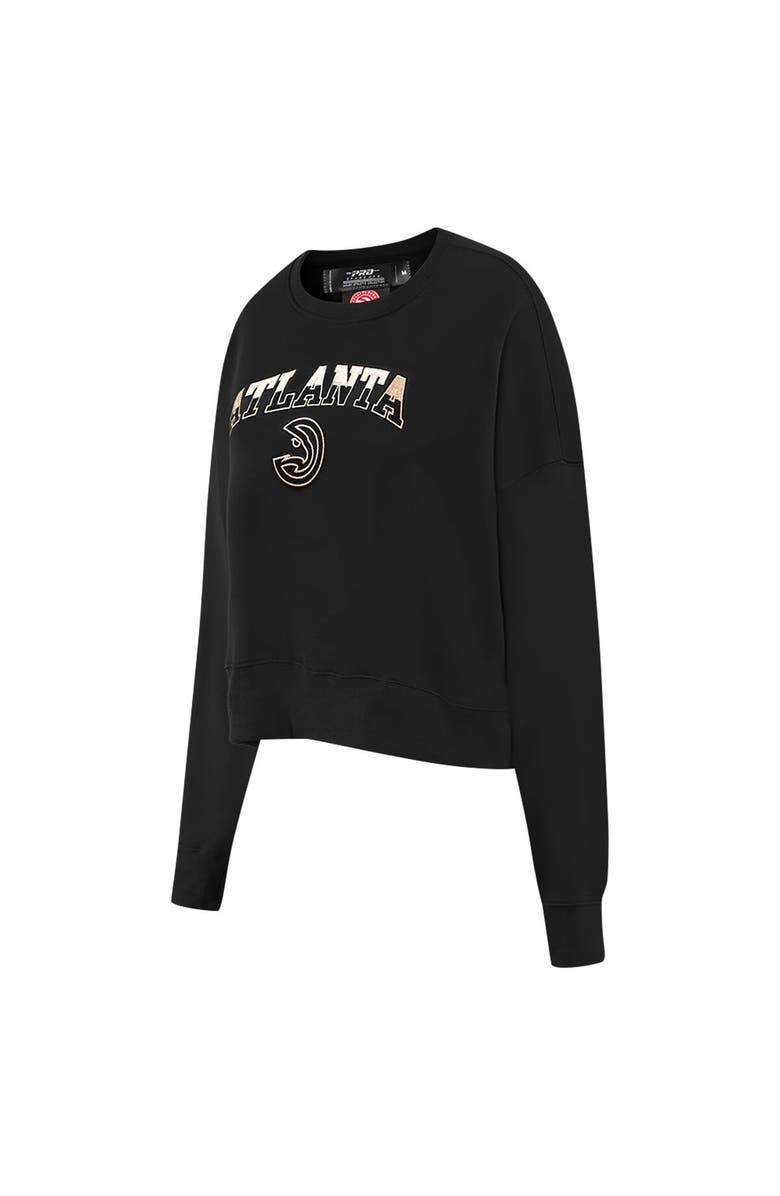 PRO STANDARD Women's Pro Standard  Black Atlanta Hawks Glam Cropped Pullover Sweatshirt, Alternate, color, 