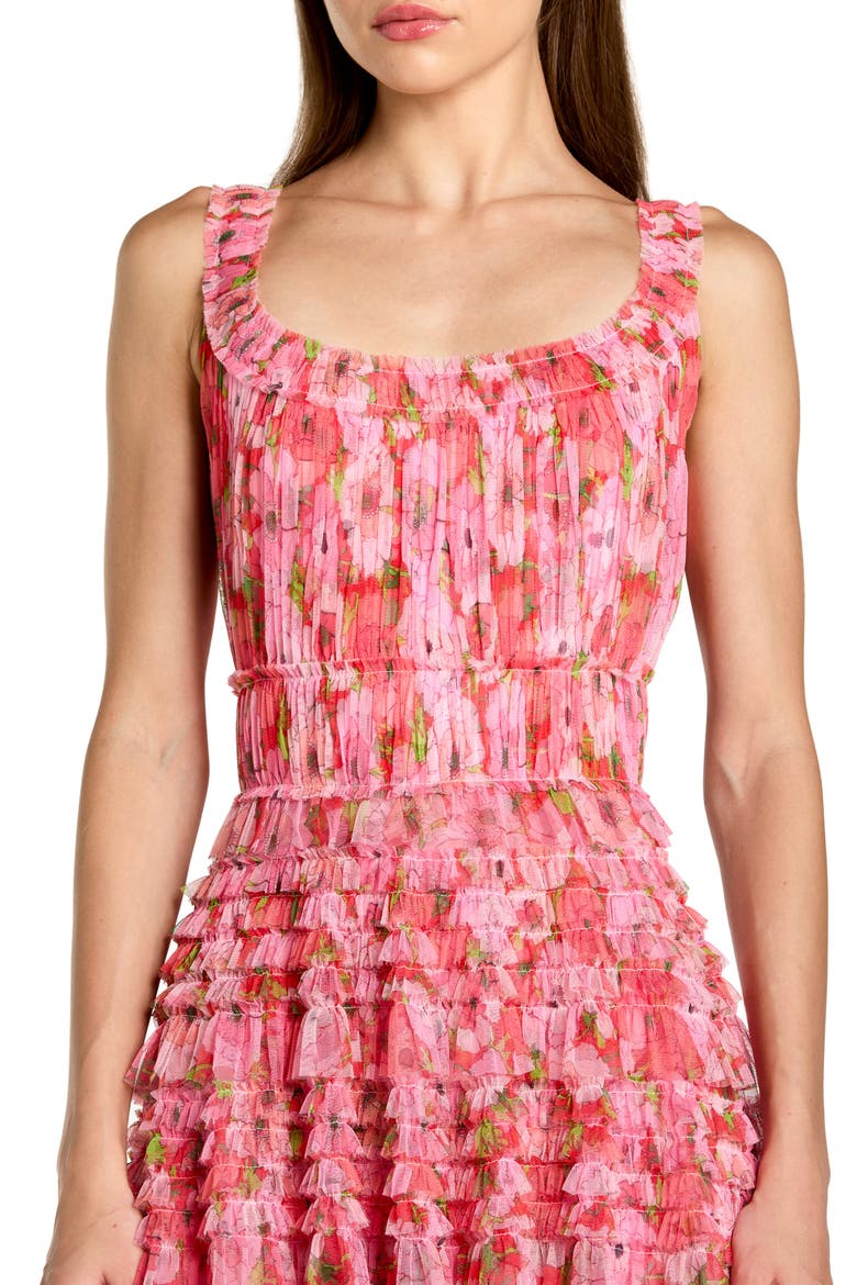 Floral Printed Ruffle Tiered Scoop Neck Maxi Dress, Alternate, color, Cherry Multi