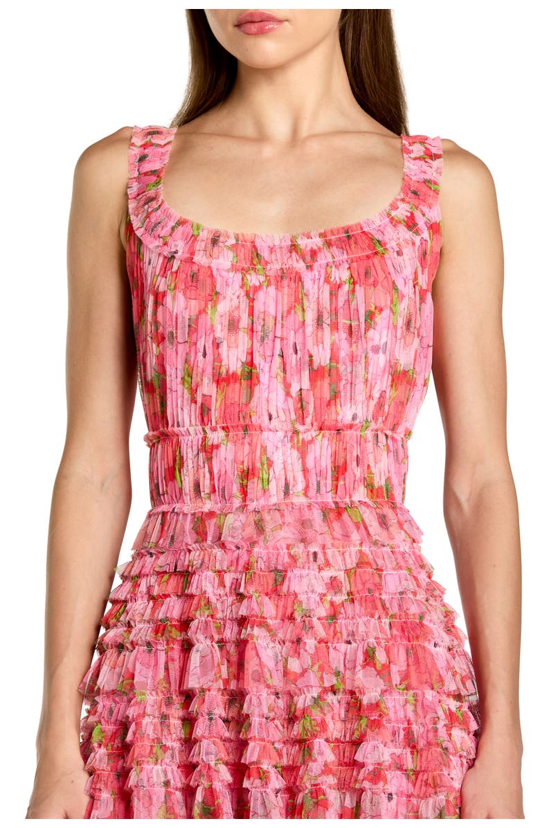 Mac Duggal Floral Printed Ruffle Tiered Scoop Neck Maxi Dress, Alternate, color, Cherry Multi