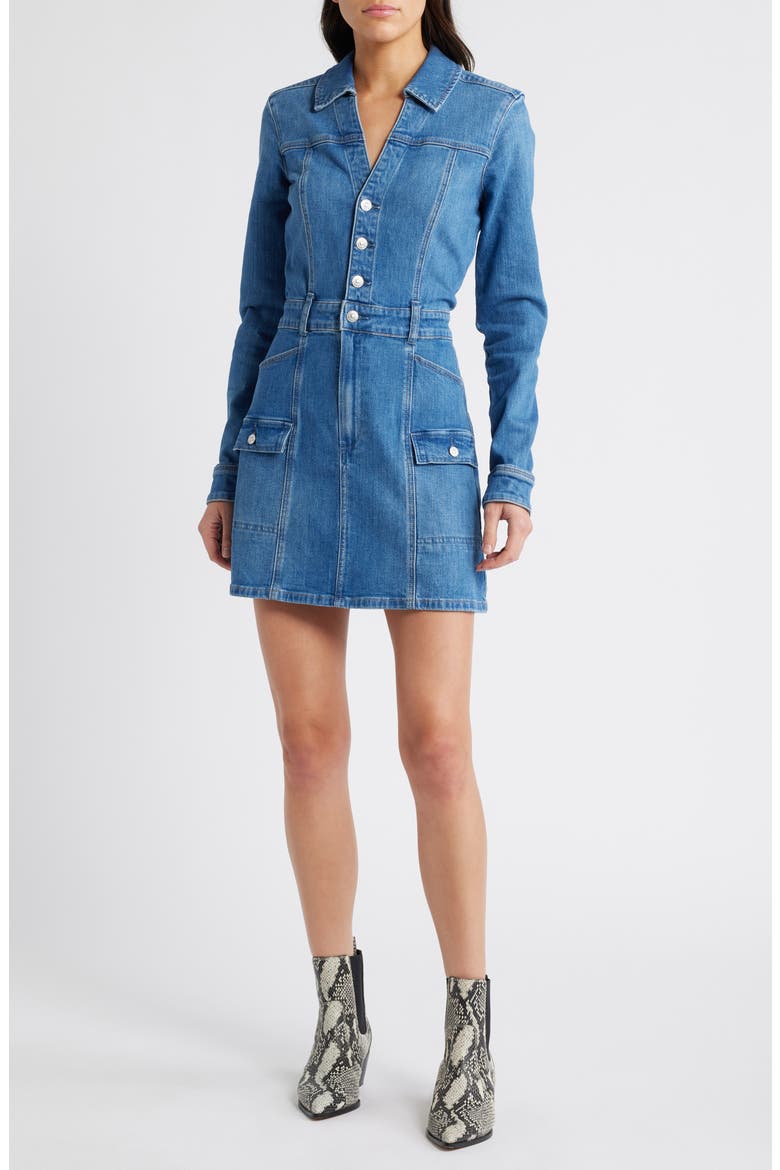 Greta Long Sleeve Denim Cargo Dress, Alternate, color, VIANNA