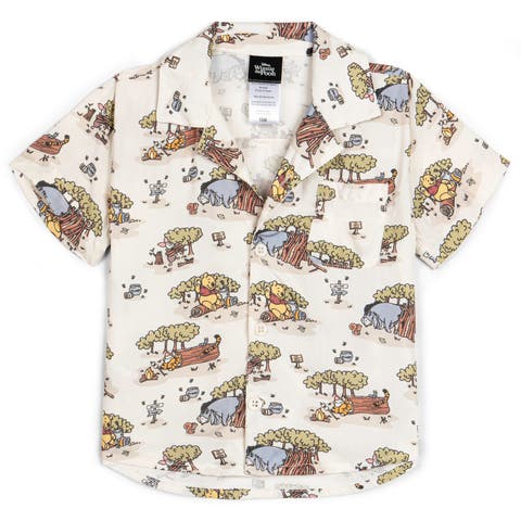 Winnie the Pooh Short Sleeve Button Down Shirt (Toddler, Little Kid & Big Kid)