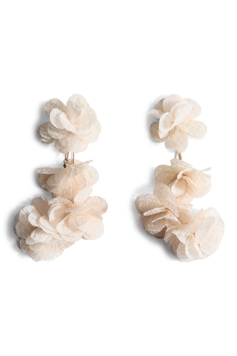 Textured Flower Drop Earrings, Main, color, BEIGE