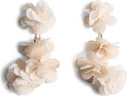 MANGO Textured Flower Drop Earrings