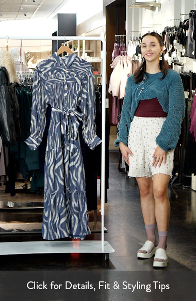 Cypress Long Sleeve Tie Belt Tiered Maxi Shirtdress, sales video thumbnail