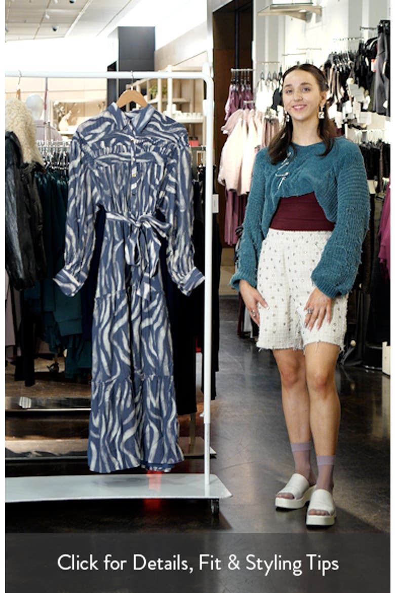 Cypress Long Sleeve Tie Belt Tiered Maxi Shirtdress video