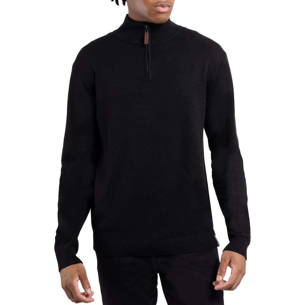 Spring + Mercer Mock Neck Quarter Zip Sweater In Black