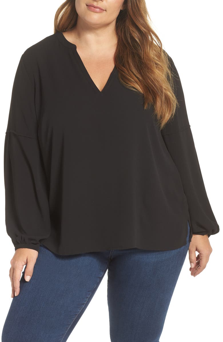 Vince Camuto Bubble Sleeve Crepe Blouse, Main, color, 