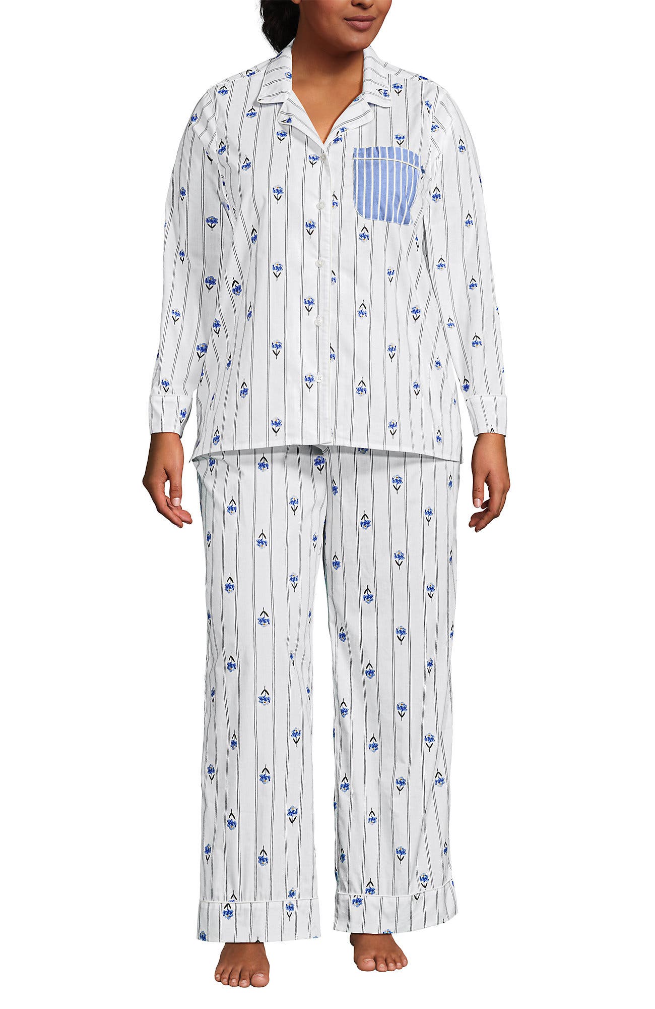 selected White/Blue Floral Stripe