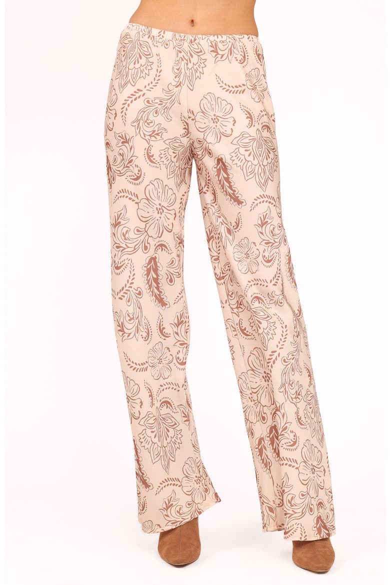 Rosalie Pull-On Satin Wide Leg Pants, Main, color, BROWN PAISLEY