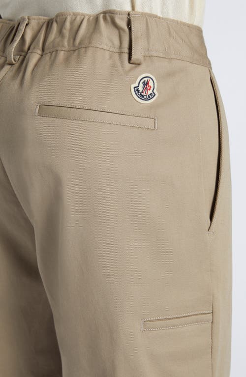 Moncler Cotton Stretch Twill Pants In Sand Beige