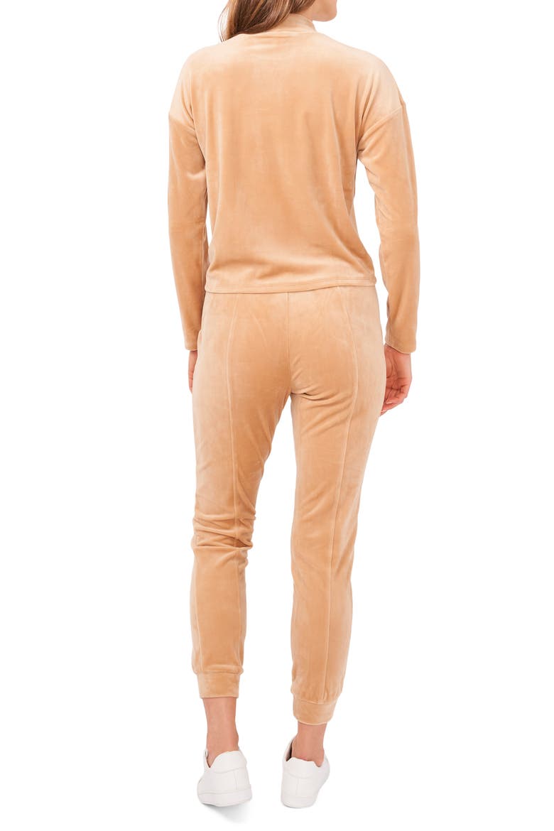 Velour Turtleneck Top, Alternate, color, CAPPUCINO