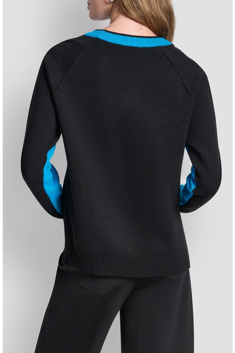Contrast Crewneck Sweater, Alternate, color, OCEAN BLUE/BLACK