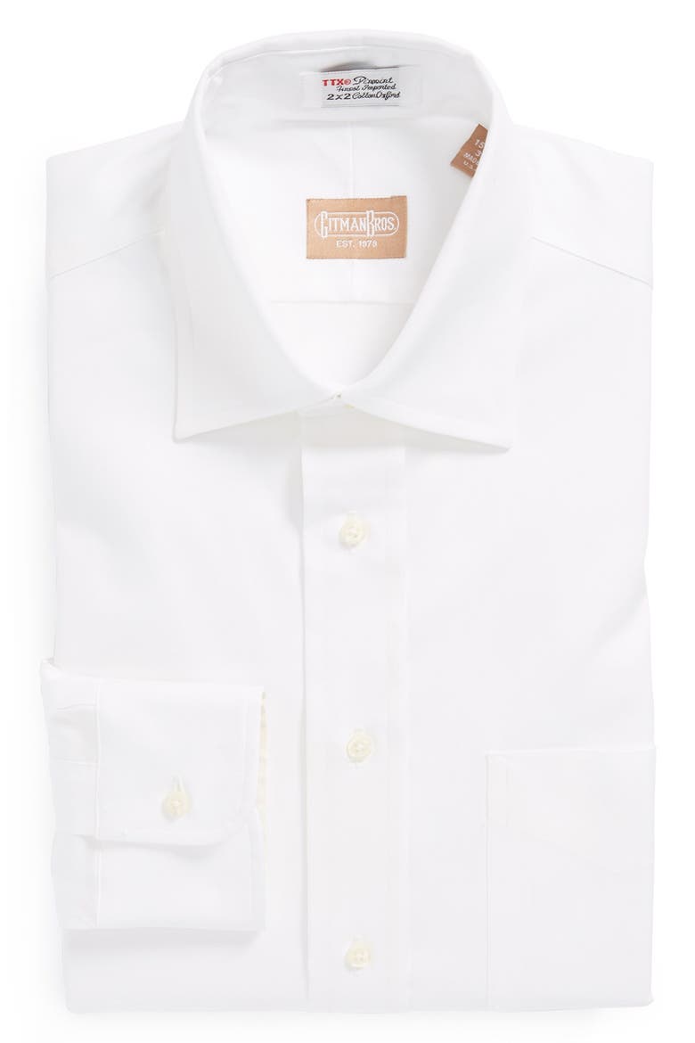 Regular Fit Pinpoint Cotton Oxford Point Collar Dress Shirt, Main, color, WHITE