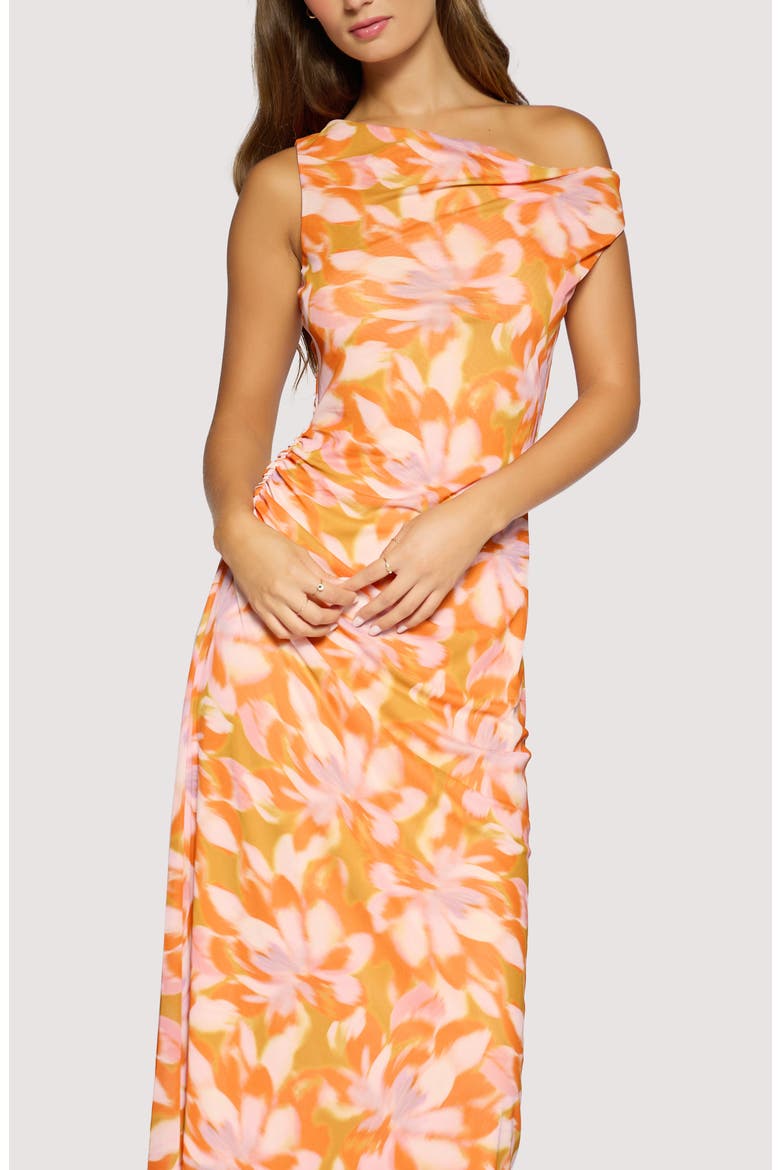 Mykonos Dream One-Shoulder Midi Dress, Alternate, color, ORANGE-MULTI