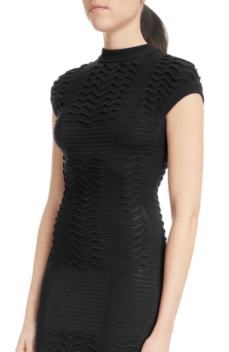 Balmain Chevron Texture Knit Body-Con Dress, Alternate, color, 