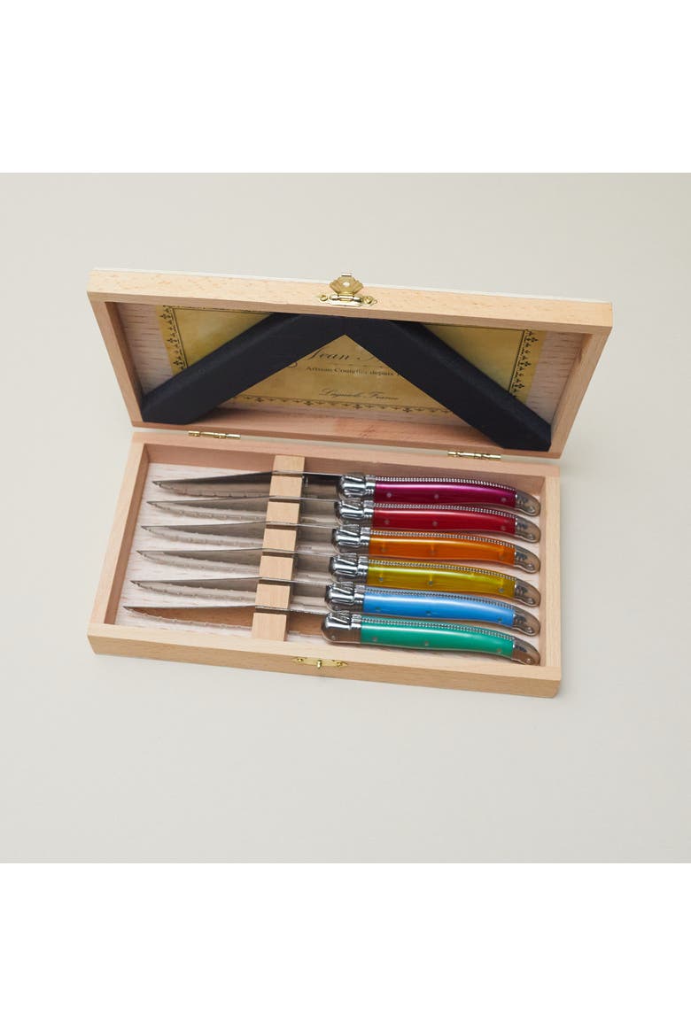 6 Piece Steak Knife Set in Wood Presentation Box, Alternate, color, Multi